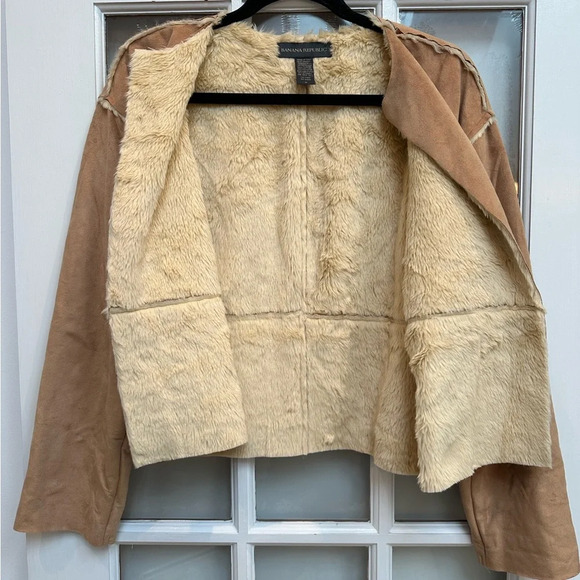 Vintage Banana Republic Y2K Circa 2001 Sherpa Lined Faux Suede Jacket Size M - Picture 2 of 12